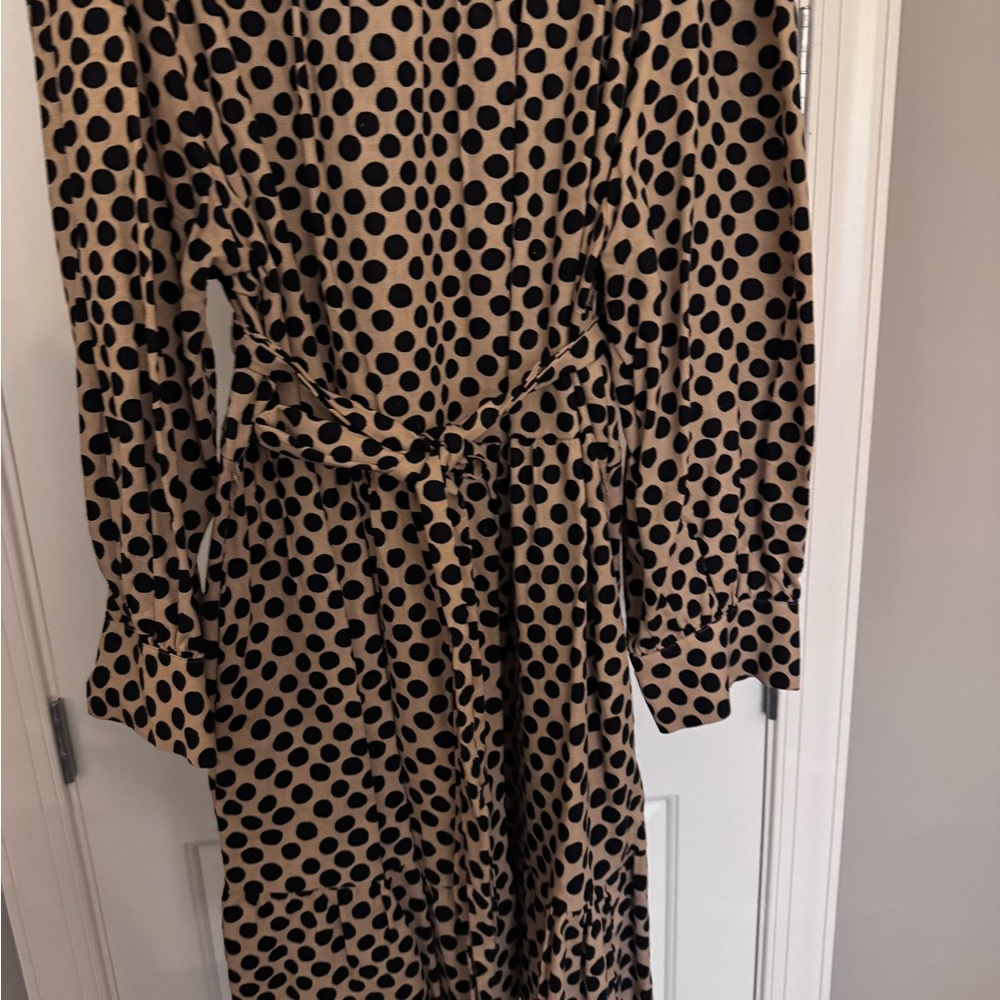 Who What Wear Brown and Cream Bishop Sleeve Sundress - Picture 12 of 13